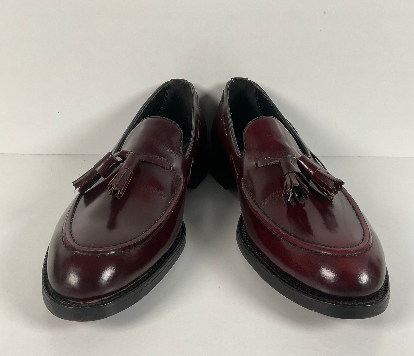 Vintage Florsheim Imperial Tassel Loafers 10.5 AA Tuscany Bordeaux Slip-On