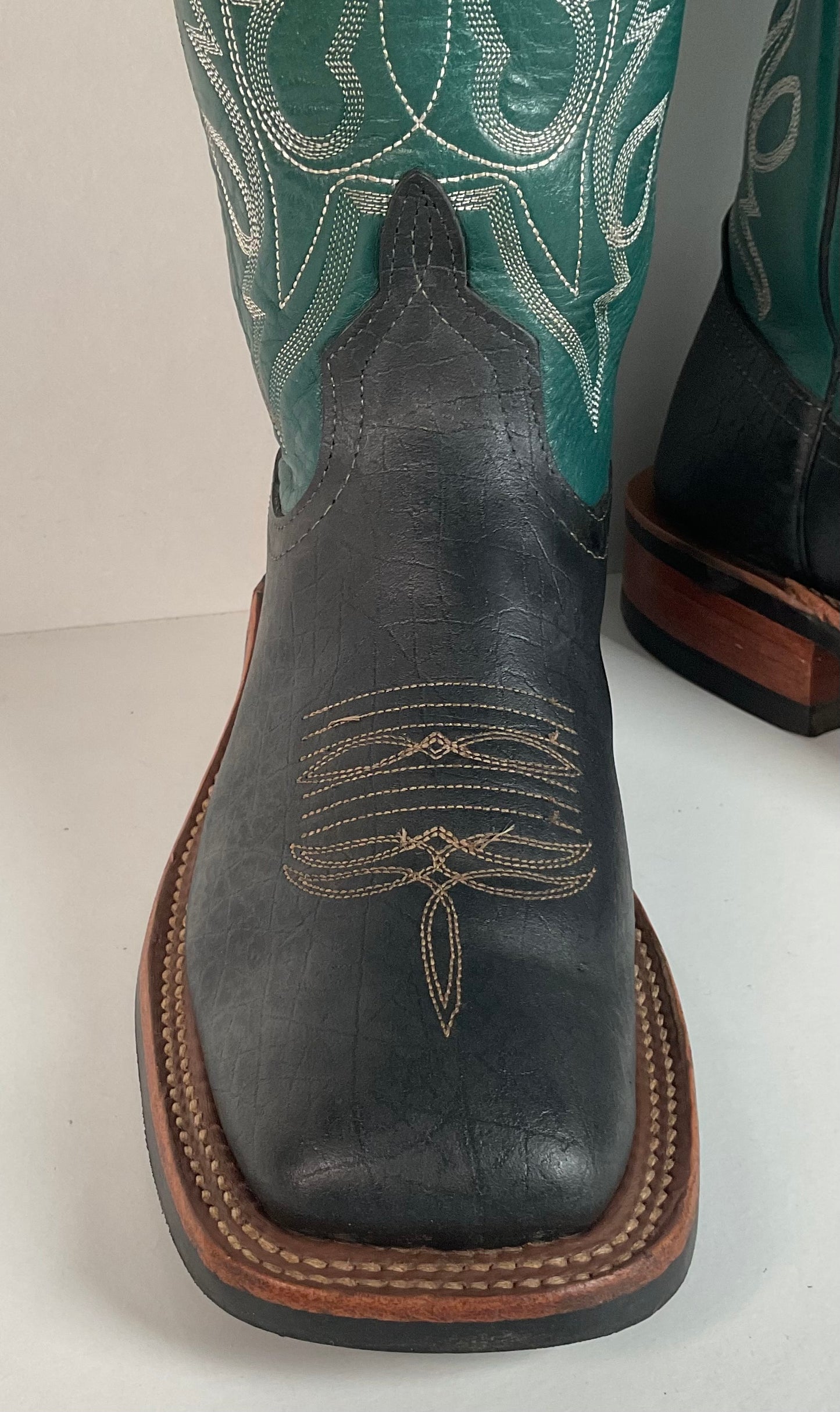 Anderson Bean Hippo Cowgirl Boots | Exotic | Aqua Green Shaft | Women’s 7 B