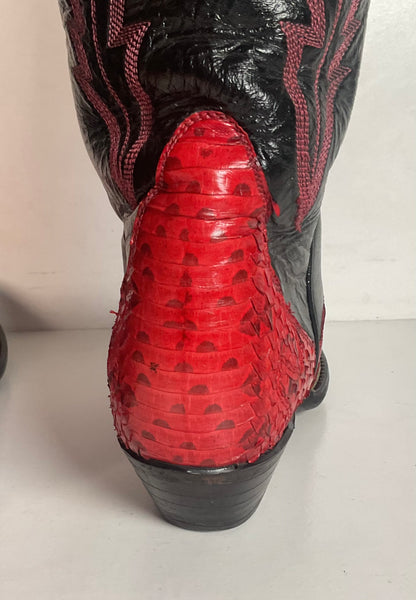 Tony Lama Tall Red Viper Snakeskin Cowgirl Boots 6 M Thieves Market
