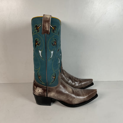 Frye Metallic Cowgirl Boots 7 M Tooled Inlay Snip Toe