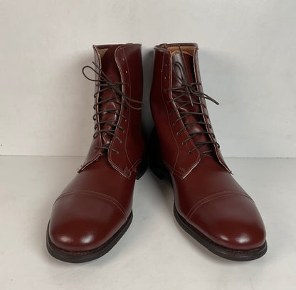 Marlborough England Jodhpur Lace Up Boots | Burgundy Calf | UK 9 | US 10