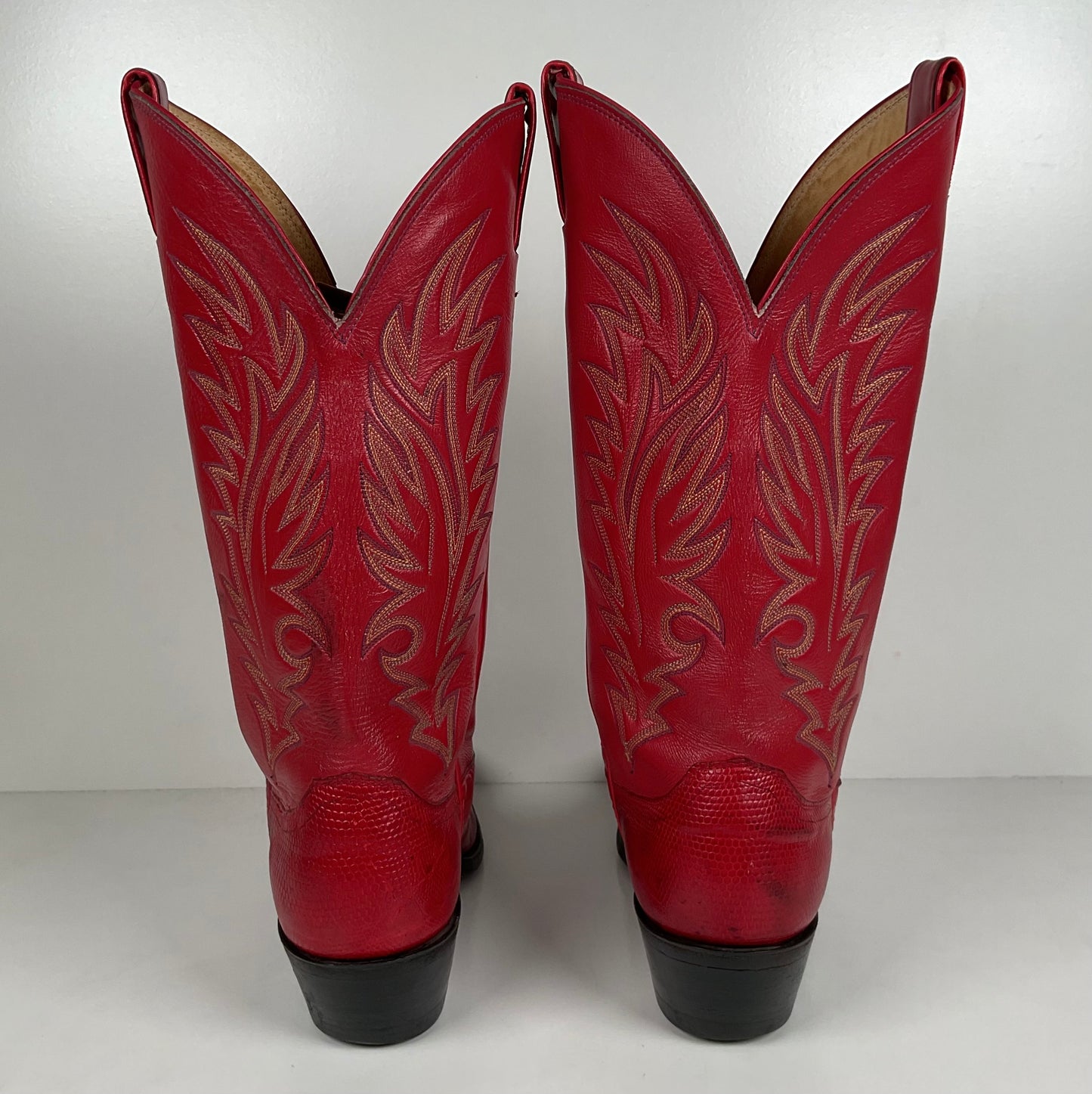 Vintage Justin Teju Lizard Cowboy Boots | USA Made | Ruby Red | Men’s 10.5 D