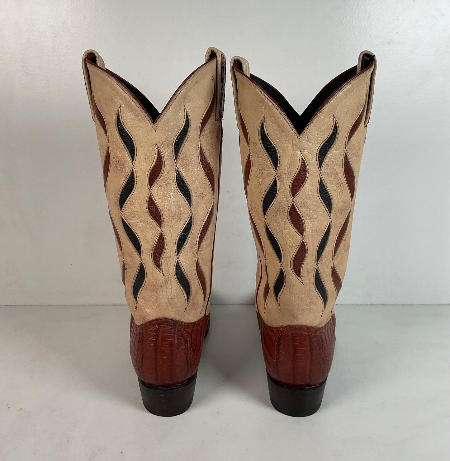 Tony Lama Royal Caiman Cowgirl Boots 7.5 M Belly Cut Tooled