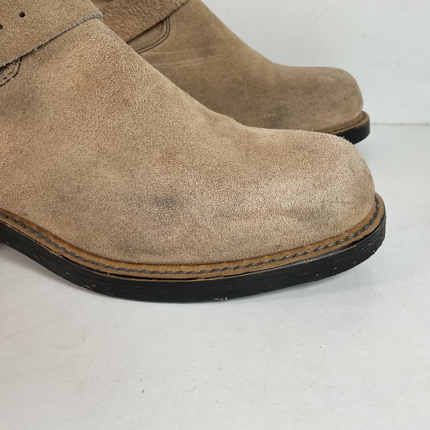 Vintage Georgia Tall Suede Harness Boots 9 M USA Made Soft Toe