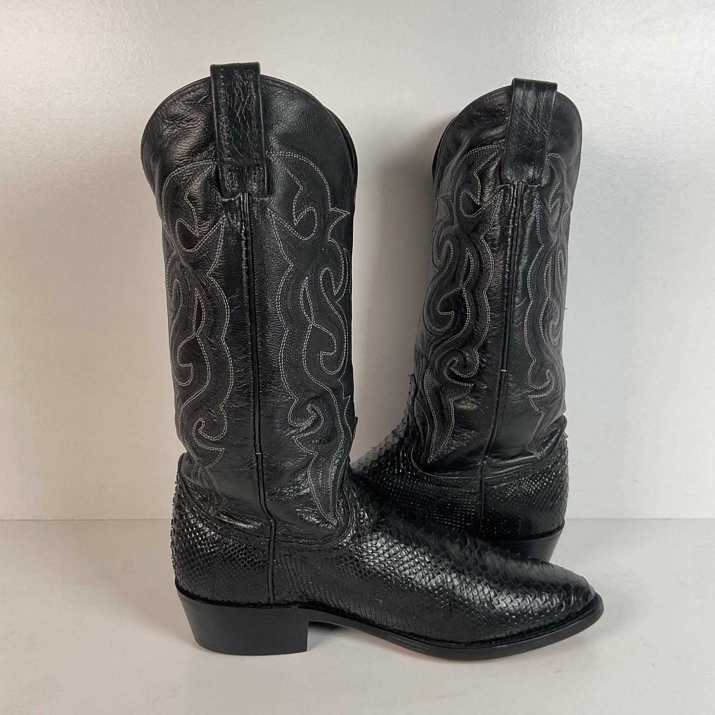 Dan Post Python Snakeskin Cowboy Boots | Midnight Black | Men’s 8 D