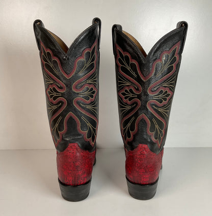 Vintage Tony Lama Natural Teju Lizard Cowboy Boots 9 D Gold Label