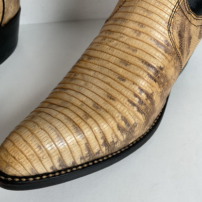Vintage Dan Post Teju Lizard Cowbpy Boots | Natural Cut | USA Made | Men’s 7.5 D