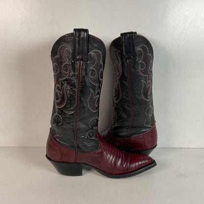 Vintage Nocona Plum Leather Cowgirl Boots 4 B Lizard Vamp