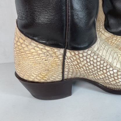 Vintage J Chisholm King Cobra Cowboy Boots 8 D Exotic Snakeskin Head Cut