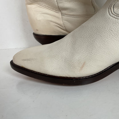 Vintage Zodiac Native Fringe Cowgirl Boots | USA Made | White | Women’s 9 M
