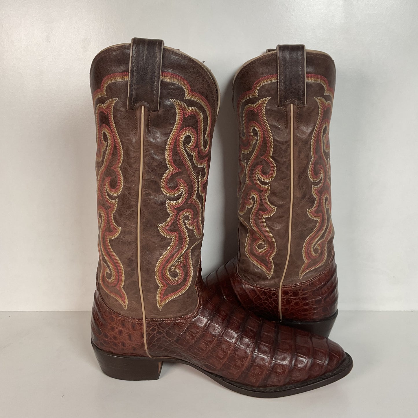 Nocona Exotic Caiman Crocodile Cowboy Boots 9 D Belly Cut USA