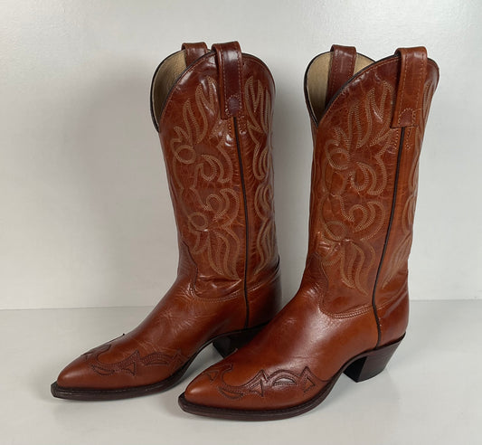Vintage J. Chisholm Cowgirl Boots | Wingtip | USA made | Brown | Women’s 6.5