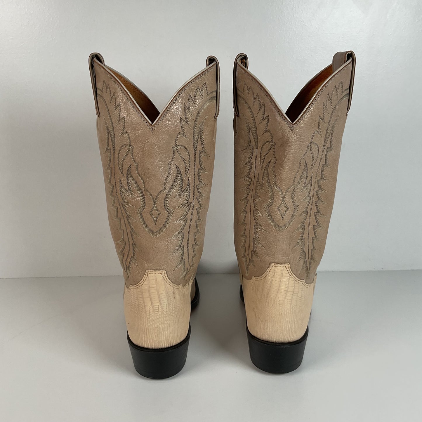 Tony Lama Teju Lizard Cowboy Boots | USA Made | Bone White | Men’s 8.5 D