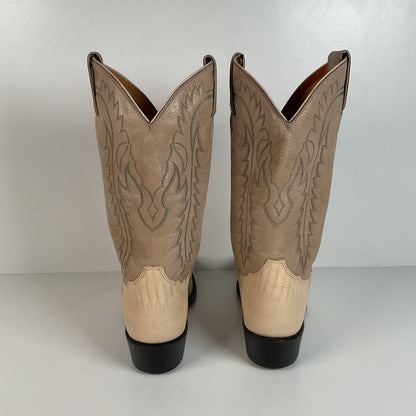 Tony Lama Teju Lizard Cowboy Boots | USA Made | Bone White | Men’s 8.5 D
