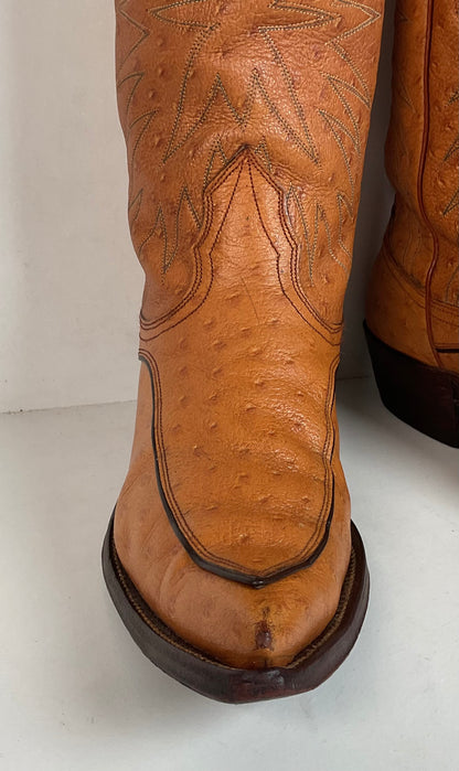 Vintage 1960s Nocona “The Astro” Cowboy Boots 9 D Full Ostrich Calf Exotic