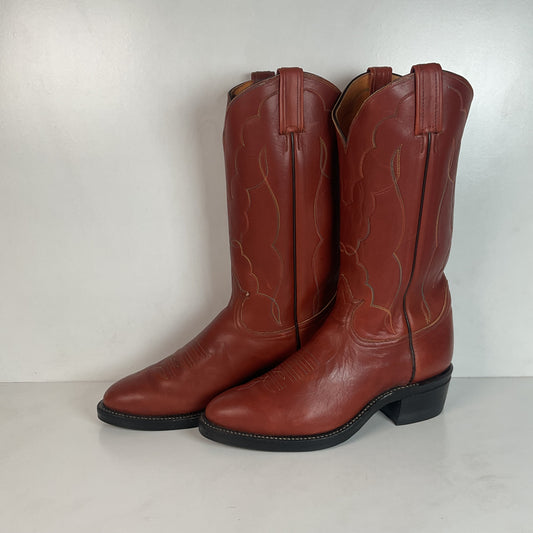 Vintage Tony Lama Rainbow Stitched Cowboy Boots 9 EE Gold Label Vibram Trucker