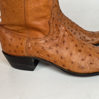 Custom Tall Ostrich Quill Riding Boots 7.5-8 Exotic Cowgirl