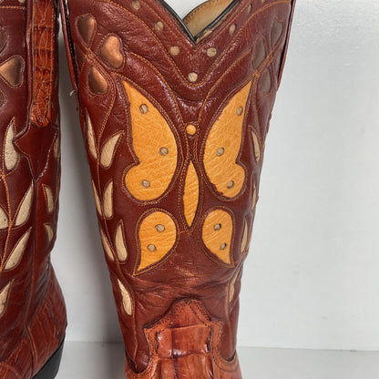Cuadra Alligator Tail Cowgirl Boots | Butterfly Inlay | Men’s 7 | Women’s 8