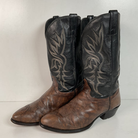 Vintage J. Chisholm Marbled Deerskin Cowboy Boots 13 D USA Made Distressed