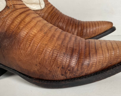 Vintage Cuadra Butterfly Cowgirl Boots | Teju Lizard | Tooled Inlays | Women’s 8