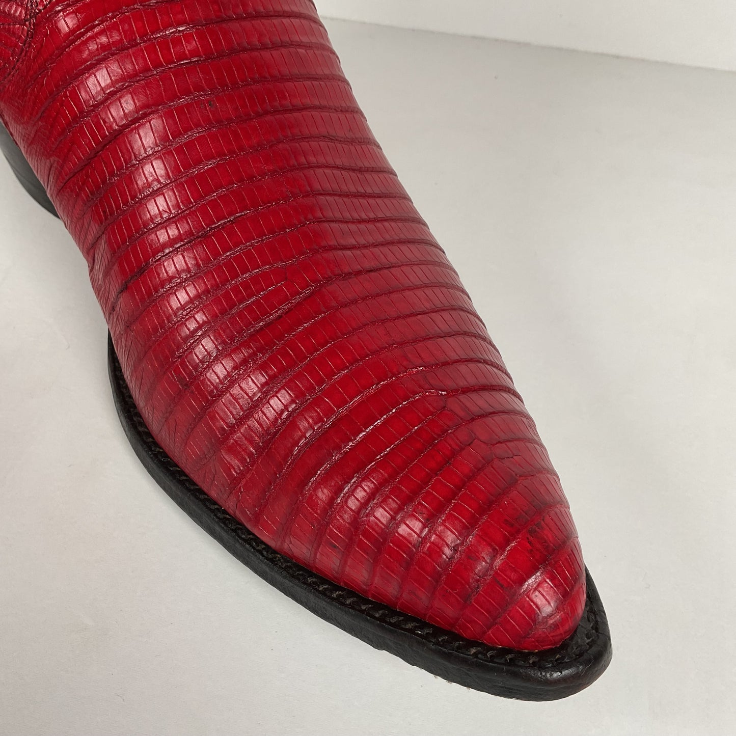 Vintage Justin Teju Lizard Cowboy Boots | USA Made | Ruby Red | Men’s 10.5 D