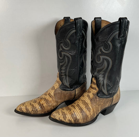 Vintage Tony Lama Cowboy Boots | Natural Teju Lizard | USA Made | Men’s 9 D