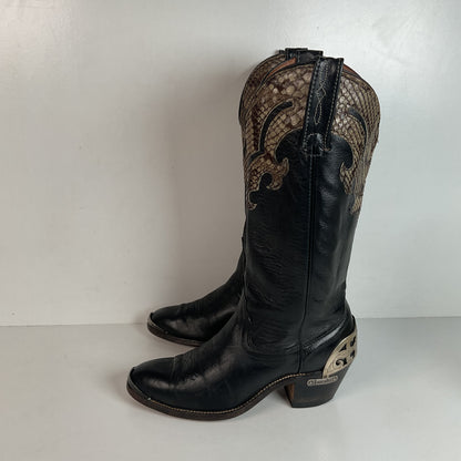 Vintage Laredo Snakeskin Overlay Cowgirl Boot 8 B USA Made Python