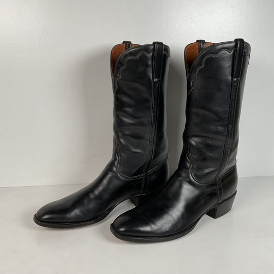 Vintage Lucchese French Toe Cowboy Boots | Black Calf | USA Made | Men’s 11 C