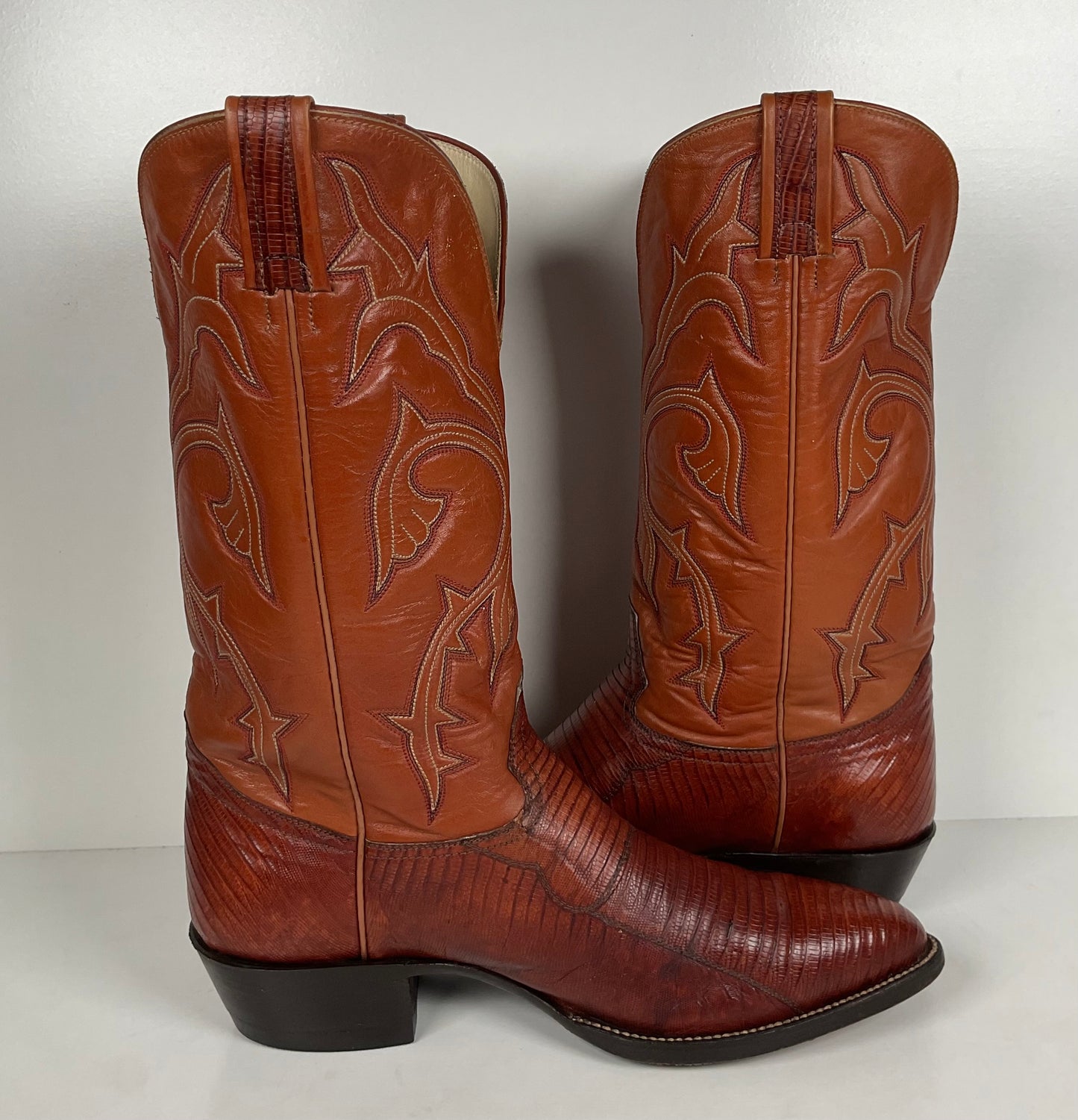 Vintage Hondo Cowboy Boots | Pieced Teju Lizard | Extra Wide | 10 EE