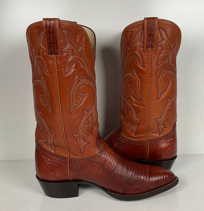 Vintage Hondo Cowboy Boots | Pieced Teju Lizard | Extra Wide | 10 EE