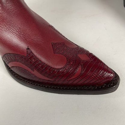 Tony Lama Lizard Wingtip Cowgirl Boots | Overlays | Cranberry | Women’s 6.5 M