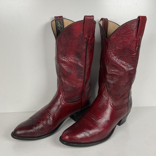 Vintage Larry Mahan Oxblood Cowboy Boots | Soft Buckskin | Men’s 10.5 EE