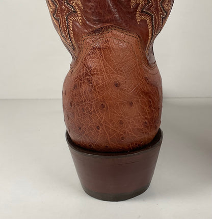 Lucchese 2000 Full Quill Ostrich Cowboy Boots | Barnwood | Exotic | Men’s 11 D