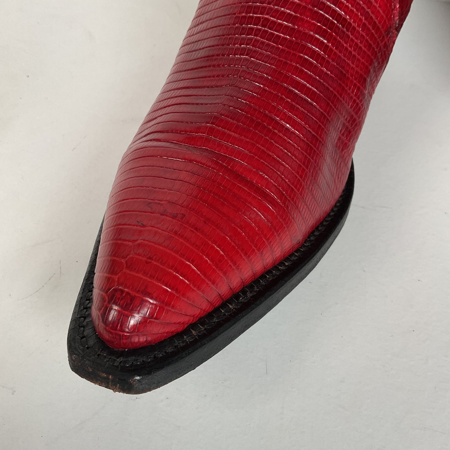 Vintage Justin Teju Lizard Cowgirl Boots | USA Made | Ruby Red | Women’s 7.5 B