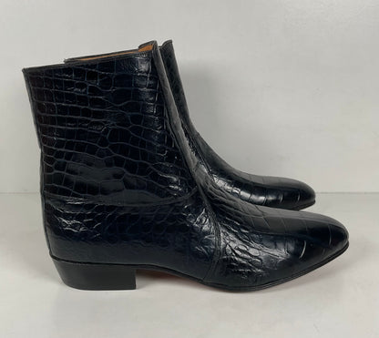 Mezlan for Avventura | Chelsea Zipper Boots | Dark Blue Crocodile | Men’s 10.5