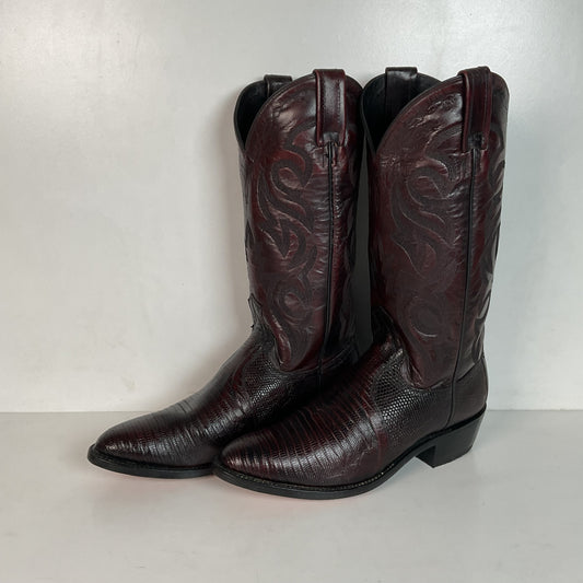 Dan Post Black Cherry Teju Lizard Cowboy Boots 8 D