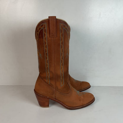 Vintage Dingo Acme Nubuck Suede Cowgirl Boots 8 M Dream Catcher Stitching