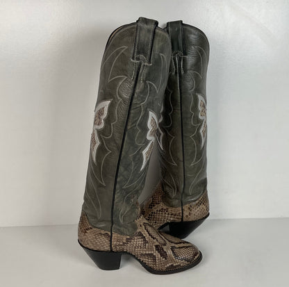 Vintage Justin Butterfly Cowgirl Boots | Snakeskin Inlay | USA Made | Women’s 5 B