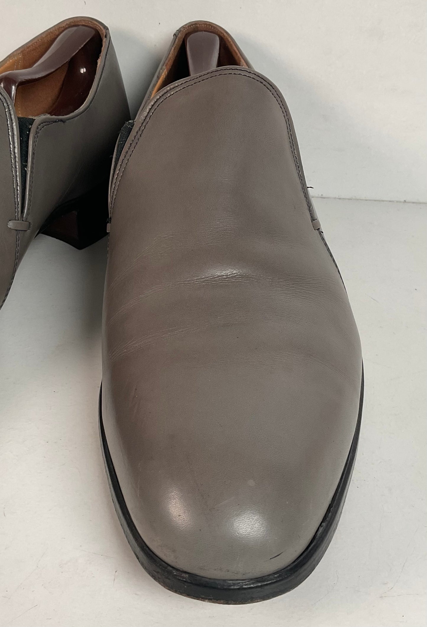 Vintage Johnston Murphy Aristocraft Grey Loafers 13 D Apron Toe USA Made
