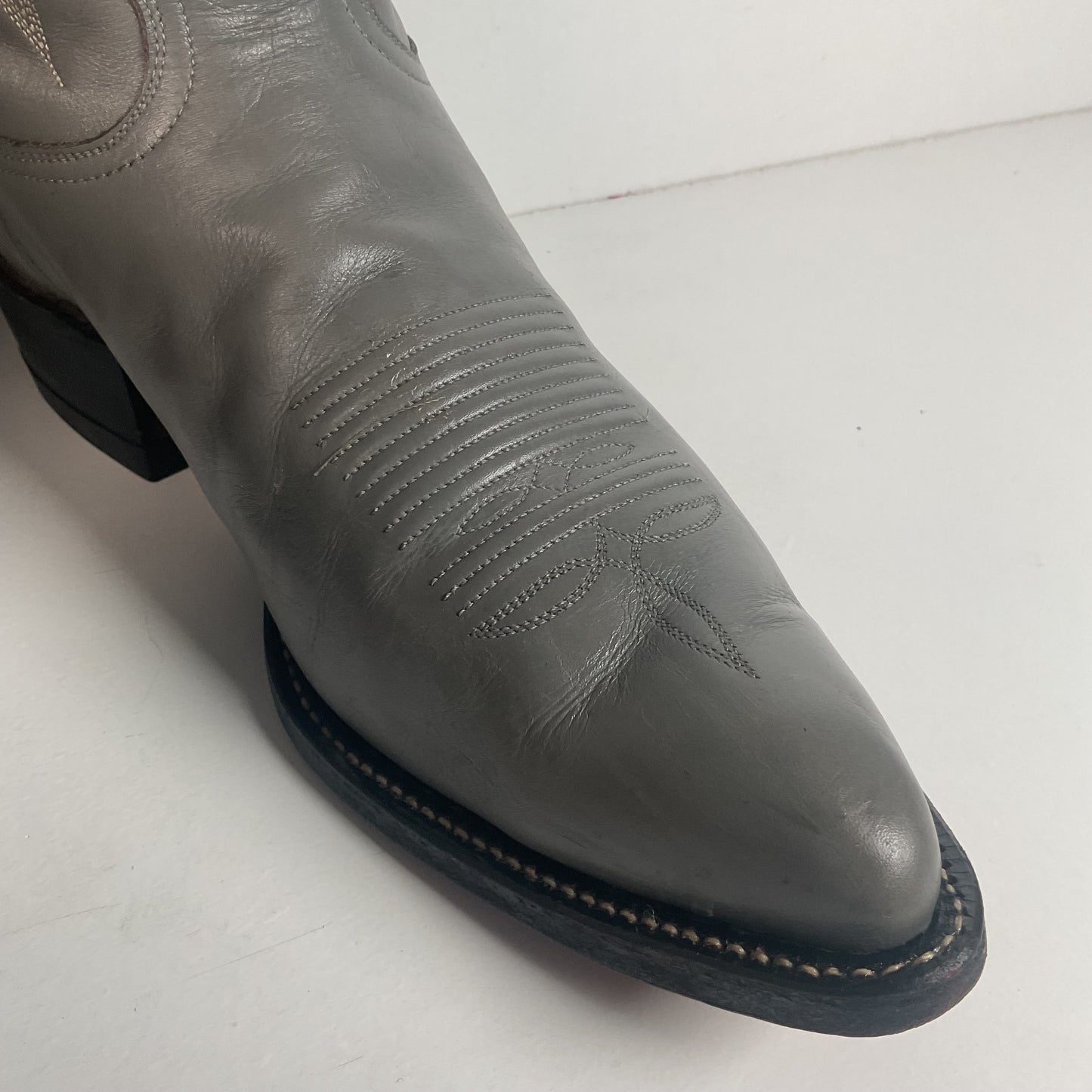 Vintage Grey Tony Lama Grey Cowboy Boots 11 D Gold Label USA Made