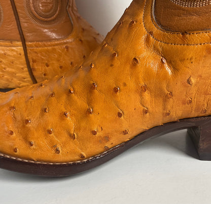 Full Quill Ostrich Cowboy Boots | Exotic | Custom | Butterscotch | Men’s 10 E