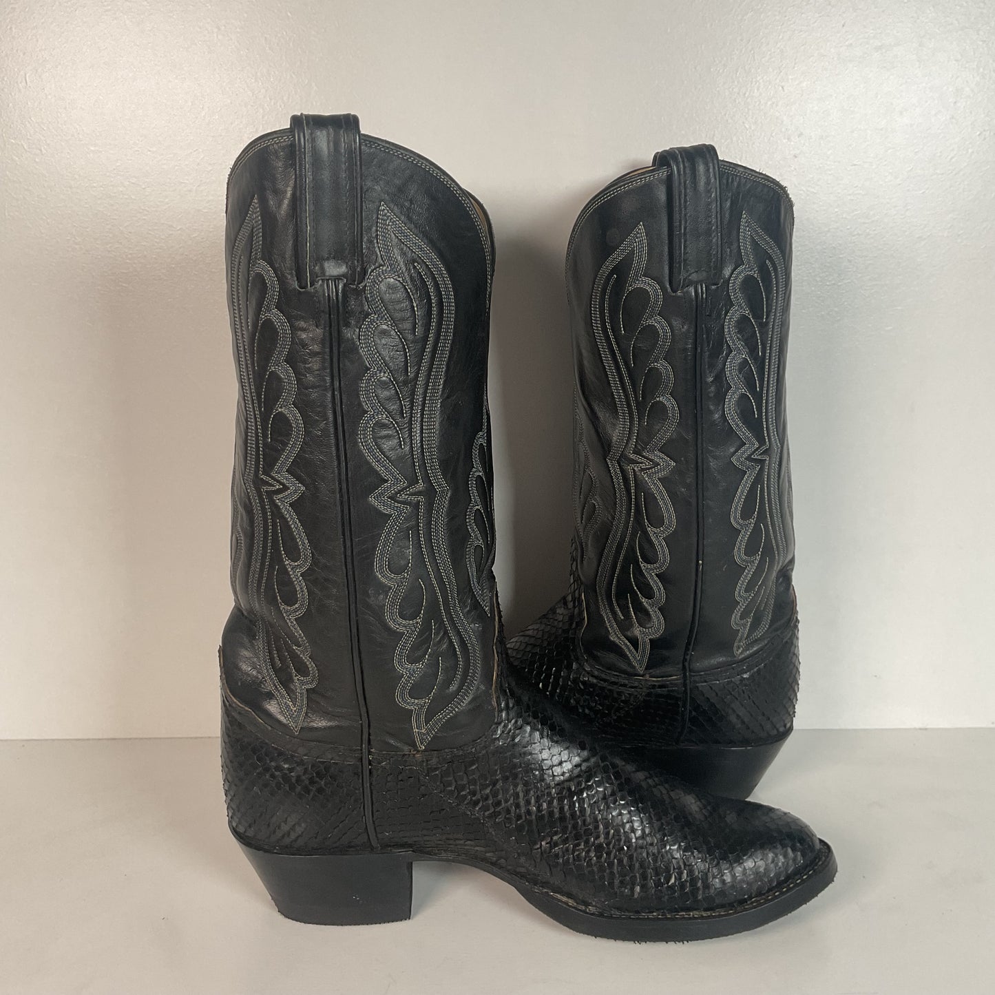 Vintage Tony Lama Anaconda Cowboy Boots | Snakeskin | Gold Label | Exotic | 9 D