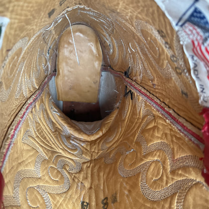 Honcho Custom Ruby Red Cowgirl Boots 8 A USA Made Scallop Top