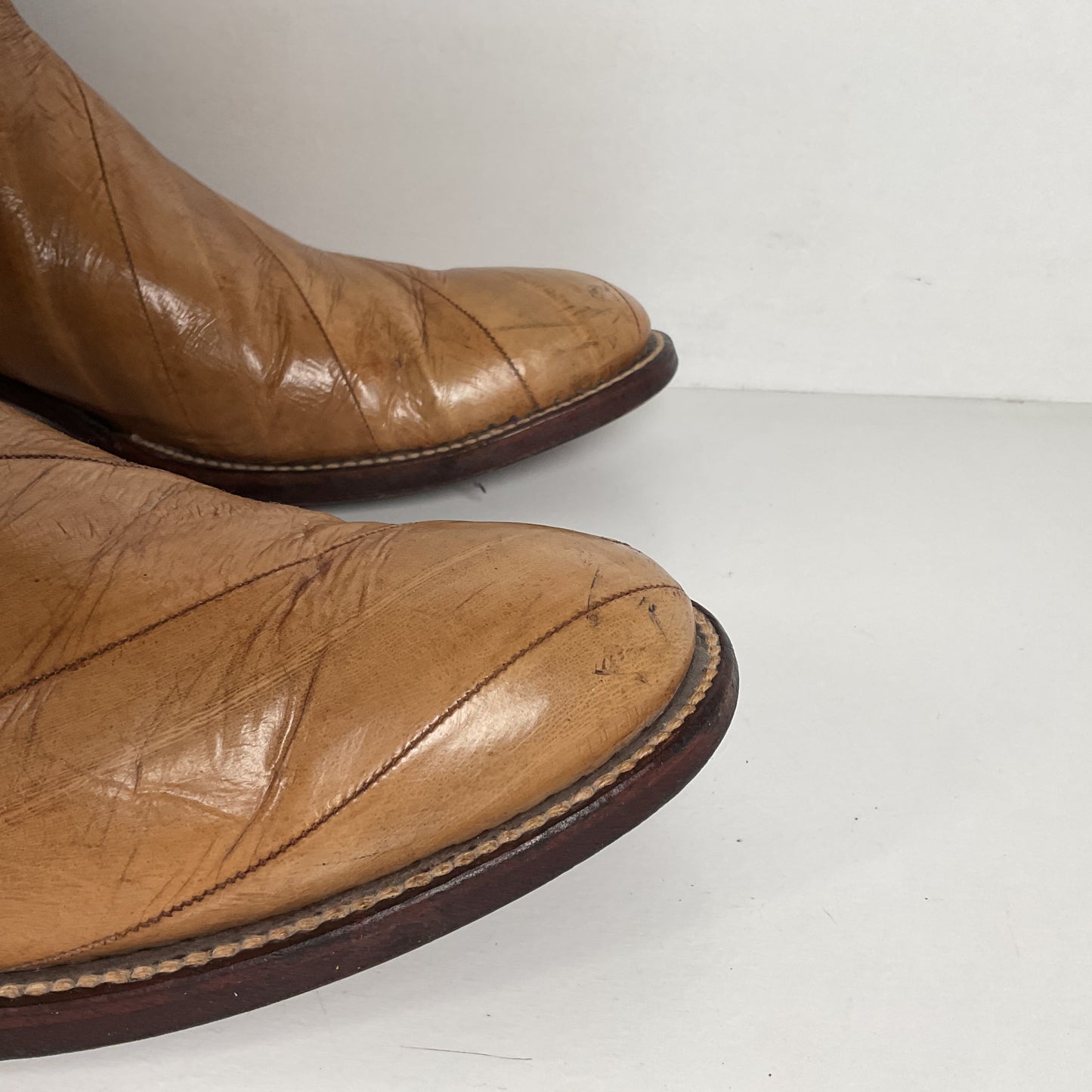 Vintage Eel Skin Cowboy Boots | Exotic | Butterscotch | Narrow | Men’s 11.5 B