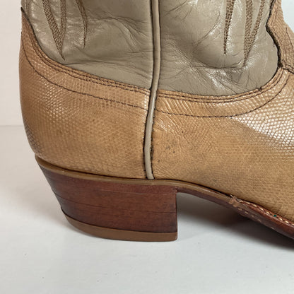 Vintage Dan Post Monitor Lizard Cowboy Boots | Golden Spur Collection | Blonde | 10 D