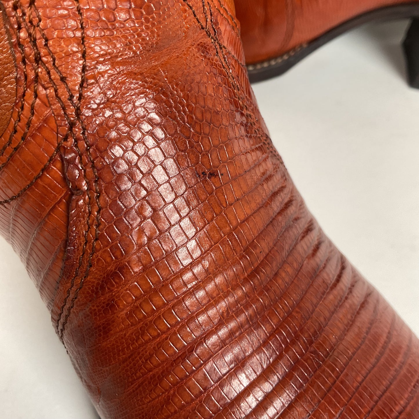 Vintage Dan Post Golden Spur Cowgirl Boots 7.5 C USA Made Lizard Teju