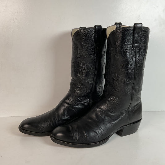 Wheeler Boot Company Cowboy Boots 10 Wide Black Calf Custom