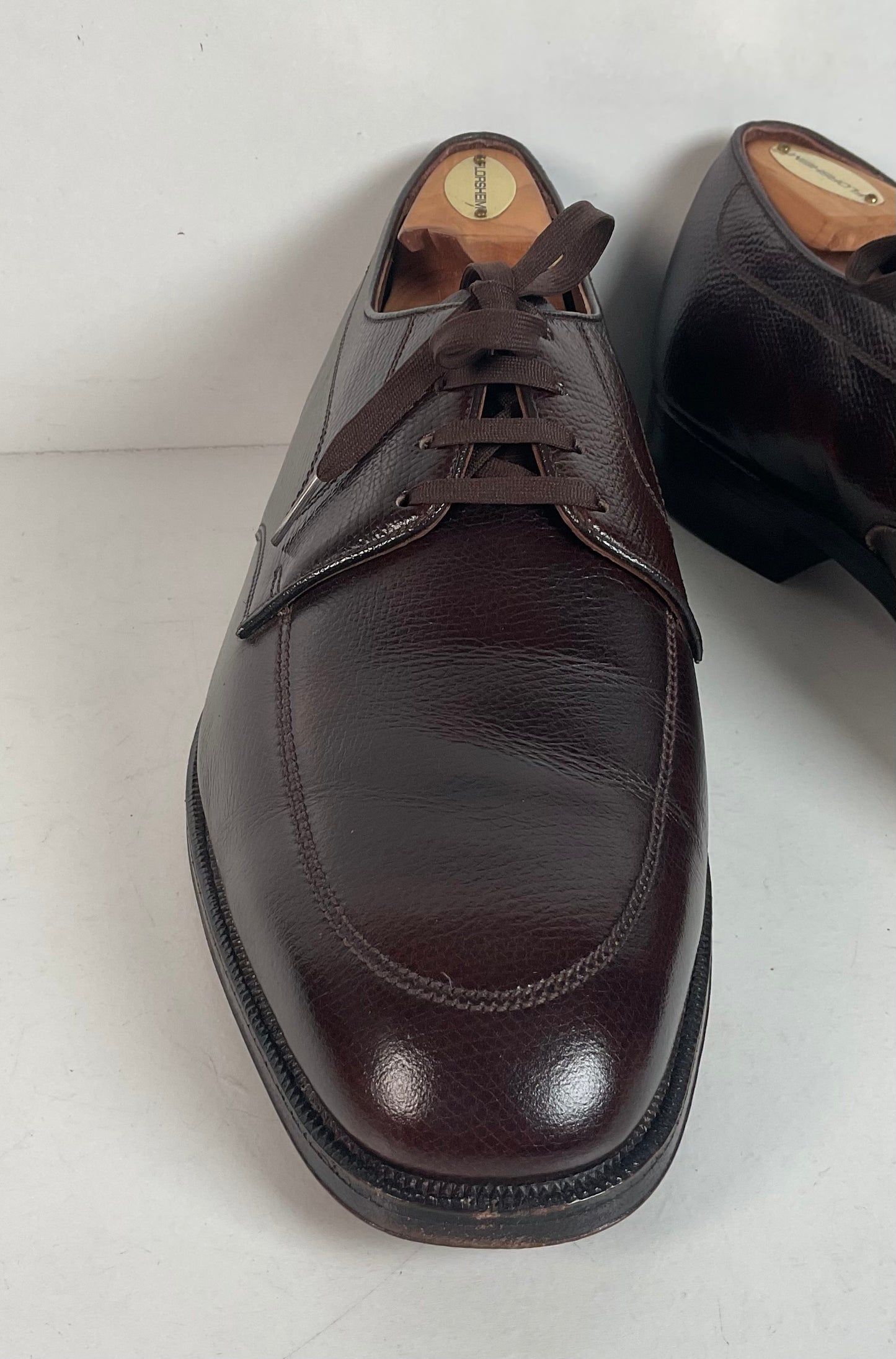 Vintage Florsheim Brown Derby Shoes 10 D Apron Toe