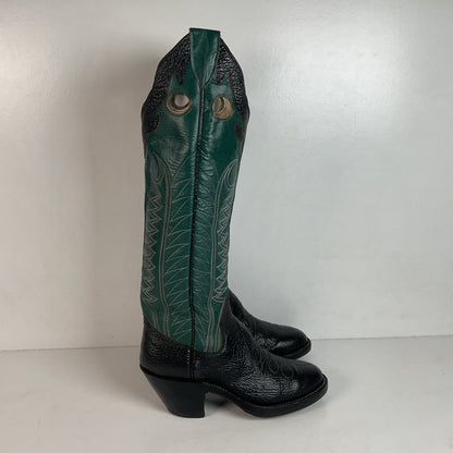 Vintage Sanders Shark Skin Buckaroo Boots Men’s 6.5 | Women’s 8 Exotic Overlay