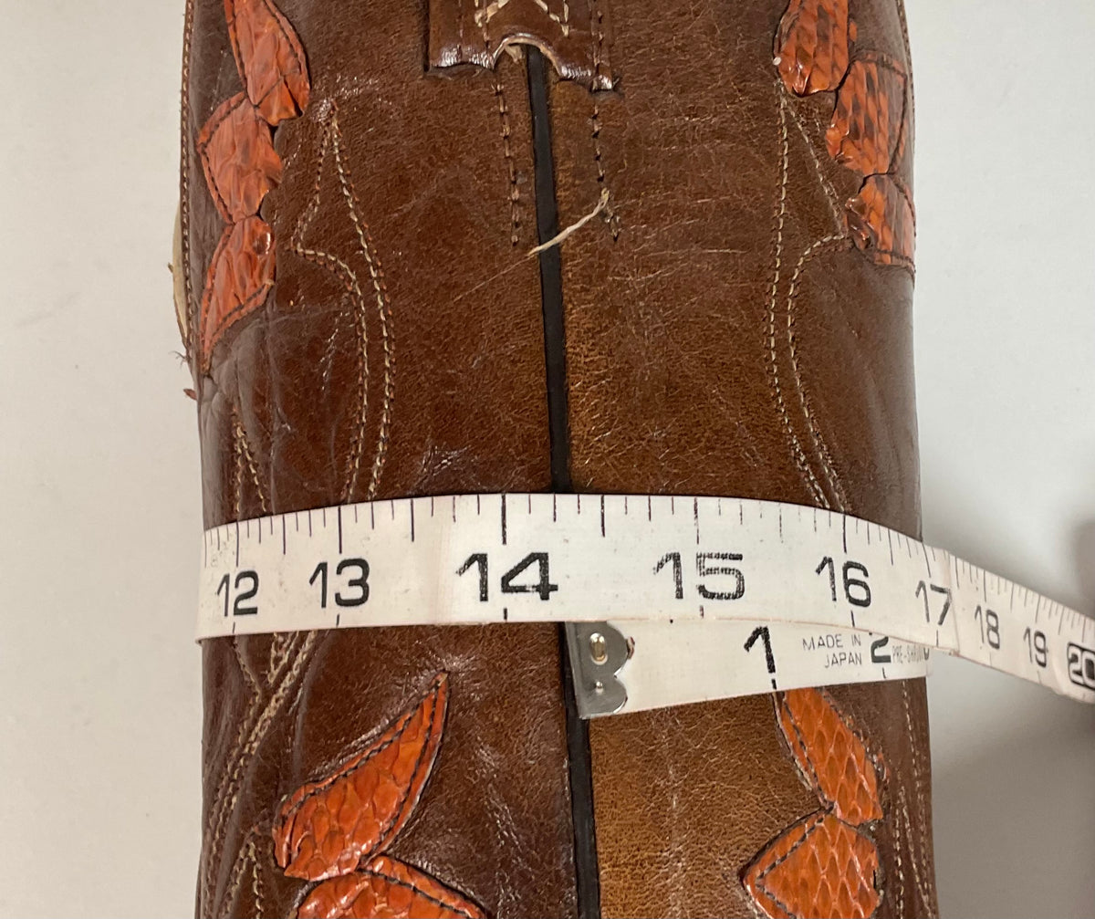 Vintage Dan Post Tulip Cowgirl Boots | Snakeskin | Men’s 8.5 | Women’s 9.5